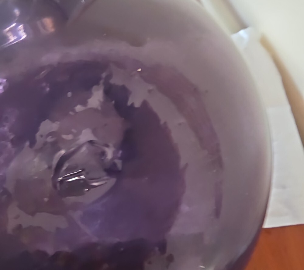 Handblown Deep Purple Glass Pitcher with Clear Handle - Decorative Vase - Picture 6 of 6